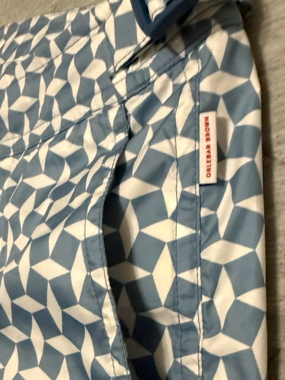 Mens Orlebar Brown Bulldog Tailored Mid-Length Geometric Print Swim Shorts Sz 32